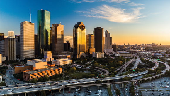 Houston city skyline late afternoon