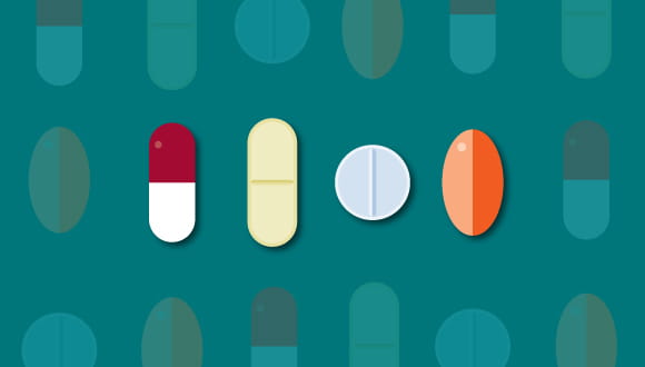 Common types of over-the-counter pain medicines, illustrated