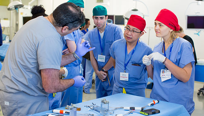 Participants of the Re-Evolution Summit receive training from a DeBakey staff member.