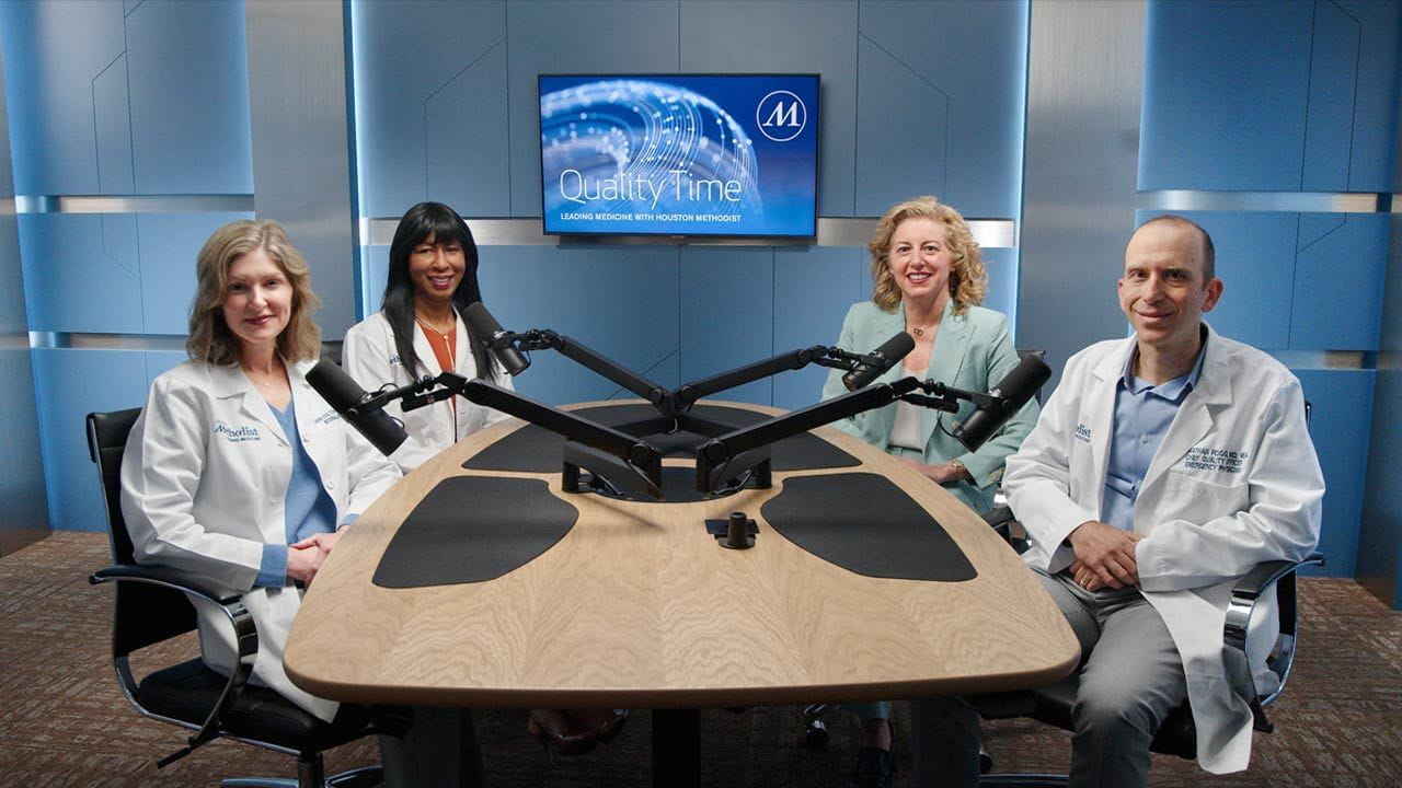 guests from the episode in the podcast studio