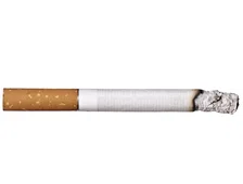 half-smoked cigarette on empty background