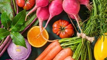 foto de variedad de frutas y verduras 