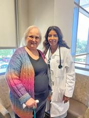 Houston Methodist patient Riki Granger with Dr. Priya Oolut