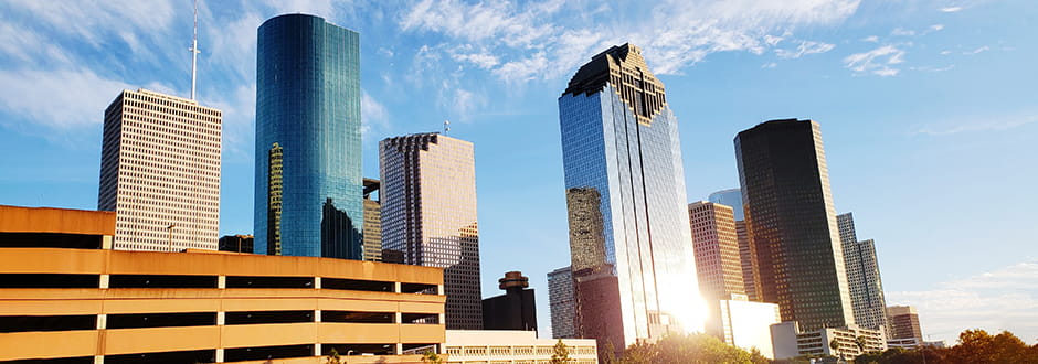 Visiting Houston city skyline