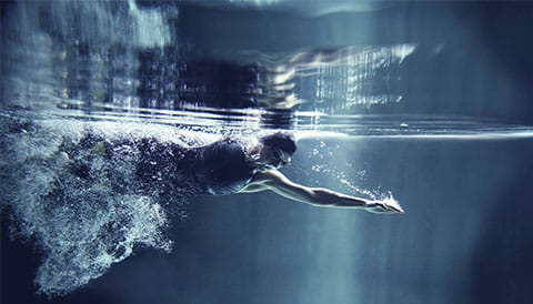 Swimmer in cold water